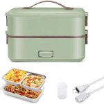 Bento lunch box chauffante electrique, 220v 300w 0. 8l bo�te repas, 2 couches compartiment, ptc chauffe ...