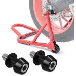 B�quille d'atelier arri�re st racing rouge + diabolos motea assen m10 x 1. 5 noir