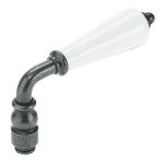 B�quille simple canon porcelaine - d�cor : sh�rardis� patin� / blanc - longueur : 125 mm - mat�riau : ...