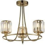 Berenice plafonnier semi - affleurant � 3 bras multiples avec abat - jour en verre et laiton antique ...