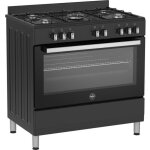 Bertazzoni - cuisiniere a gaz sel925mn - 5 foyers - 3, 6 kwh - 90 cm - noir