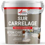 Bton cir sur carrelage, cuisine, salle de bain, mural, sol, plan de travail, dcoratif, revtement, ...