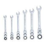 Bgs technic - jeu de 6 cles mixtes a cliquet aux pouces oeil plate flexibles de 1 / 4 a 9 / 16