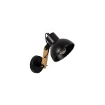 Applique murale m�tal noir et bois articul�e