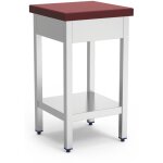 Billot de boucher professionnel absorption am�lior�e en inox et polyethyl�ne rouge - fricosmos