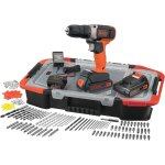 Black + decker outillage - perceuse - visseuse  percussion sans fil 18 v, avec accessoires, 2 batteries ...