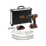 Black + decker perceuse visseuse sans fil 18 v li - ion avec chargeur bdcdc18bafc - qw avec 80 accessoires, ...