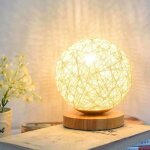 (blanc cass�)mtevotx led lampe de table en rotin lampe de chevet d�corative en bois rotin lumi�re de ...