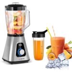 Blender 1300 w avec pichet en verre de 1, 5 l et bouteille int�gr�e. broie la glace. teesa