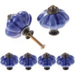 Bleu)lot de 6 boutons d'armoire en c�ramique, boutons de tiroir chics, poign�es d'armoire de cuisine ...