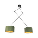 Blitz - suspension avec abat - jour - 2 lumi�re - l 750 mm - vert - rustique, rustique - �clairage int�rieur ...