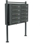 Bloc 10 boites aux lettres 2x5 compartiments superpos�s pied de support acier galvanis� anthracite