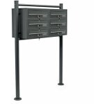 Bloc 6 boites aux lettres 2x3 compartiments superpos� pied de support acier galvanis� anthracite