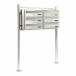 Bloc 6 boites aux lettres sur pied 2x3 compartiments superpos�s acier inoxydable