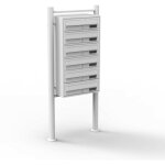 Bloc 6 boites aux lettres sur pieds 6 entr�es acier galvanis� 69, 6 x 38, 5 x 27 cm blanc