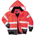 Blouson haute visibilit� 3 en 1 portwest manches amovibles bicolore rouge / bleu marine xl