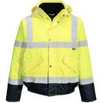 Blouson haute visibilit� imperm�able portwest matelass� classe 3 jaune / bleu marine l