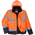 Blouson haute visibilit� imperm�able portwest matelass� classe 3 orange / marine l