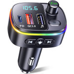 Bluetooth voiture, qc3. 0 & pd18w usb c transmetteur fm bluetooth 5. 3 avec appels mains libres, adaptateur ...