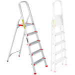 Bm tools - escabeau � 5 marches bmt - esc5 - alu - haut. de travail : 99 cm - prend peu de place et se ...