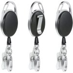 Bobine de badge, 3 clips de bobine porte - badge rtractable avec bobine de ceinture de cl pour porte ...