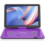 Lecteur dvd portable boifun de 17, 5 pouces, quip d'un cran rotatif haute dfinition de 15, 6 pouces, ...