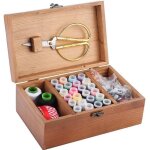 Bo�te � coudre - - vintage - bois de pin - motif taraxacum - kit complet