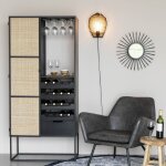 Boite a design - meuble bar 1 porte 80x38x175 cm en rotin et mtal noir - salvia