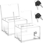 Bo�te de dons en acrylique, urne �lectorale transparente avec serrure � cl�, bo�te � dons verrouillable ...