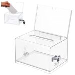 Bo�te de dons en acrylique, bo�te � dons verrouillable, urne �lectorale transparente avec serrure � cl�, ...