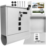 Bo�te aux lettres argent�e ral 9006 mate avec fente de d�p�t et porte - journaux pour cl�s, pour la maison ...