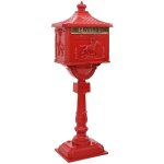 Bo�te aux lettres debout avec porte rouge 42, 5 x 29, 5 x 117 cm