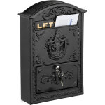 Boite aux lettres, design rtro, 2 cls, jolis dtails, h x l x p : 42 x 28 x 10 cm, noir et dor - relaxdays ...