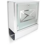 Bo�te aux lettres murale avec compartiment � journaux en inox serrure cl�s 35 x 40 x 14 cm, gris argent� ...