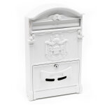 Wiltec - bo�te aux lettres murale design antique, blanche, verrouillable, alu & acier galvanis�, 260 ...