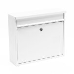 Wiltec - bo�te aux lettres murale ou sur pied v13, verrouillable, blanche, acier galvanis�, 360 x 105 ...