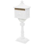 Bo�te aux lettres sur pied aluminium vintage antirouille blanc cfw520494