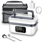 Bo�te � lunch chauffante �lectrique sans fil, chauffe - plats rechargeable avec r�cipient de 1 l, fourchette, ...