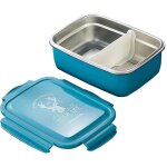 Bo�te � lunch isotherme carr�e en acier inoxydable �tanche (bleu, 350 ml)