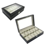Bo�te � montre bo�tier rangement bijoux 12 montres 12 grille montre bo�te en cuir