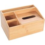 Bo�te � mouchoirs rectangulaire en bois, r�cipient � papier rectangulaire avec 3 emplacements pour le ...