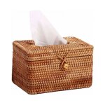 Bo�te � mouchoirs en rotin faite � la main, conteneur de stockage de serviettes, distributeur de papier ...