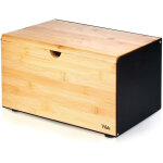 Bo�te � pain spacieuse en bambou et m�tal noir, ouverture facile