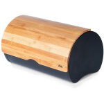 Bo�te � pain spacieuse en bois de bambou durable et acier noir