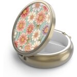 Bo�te � pilules vintage � 3 compartiments et petit miroir en bronze, id�ale pour ranger vitamines, huile ...