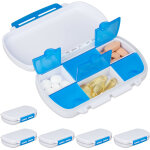 Bo�te � pilulies, jeu de 6, 6 compartiments, couvercle suppl�mentaire, pilulier, plastique �tanche sans ...