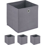 Bo�tes de rangement, lot de 4, pliables, h x l x p : 30 x 30 x 30 cm, ?illet, caisses pliables, gris ...
