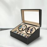 Boîte de rangement automatique pour montres avec 4 remontoirs + 6 boîtes de rangement de montres en cuir ... Boîte de rangement automatique pour montres avec 4 remontoirs + 6 boîtes de rangement de montres en cuir ...