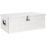 Bo�te de rangement coffre de rangement argent� 90x47x33, 5 cm aluminium cfw50744