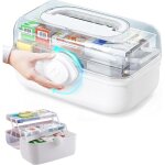 Bo�te de rangement m�dical pour la maison, trousse de premiers secours transparente � trois compartiments, ...